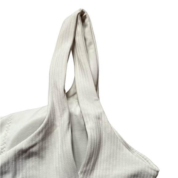 LULULEMON RIBBED NULU ASYMMETRICAL YOGA TANK in BONE (off-white). SIZE 6. NWT! - Picture 2 of 7